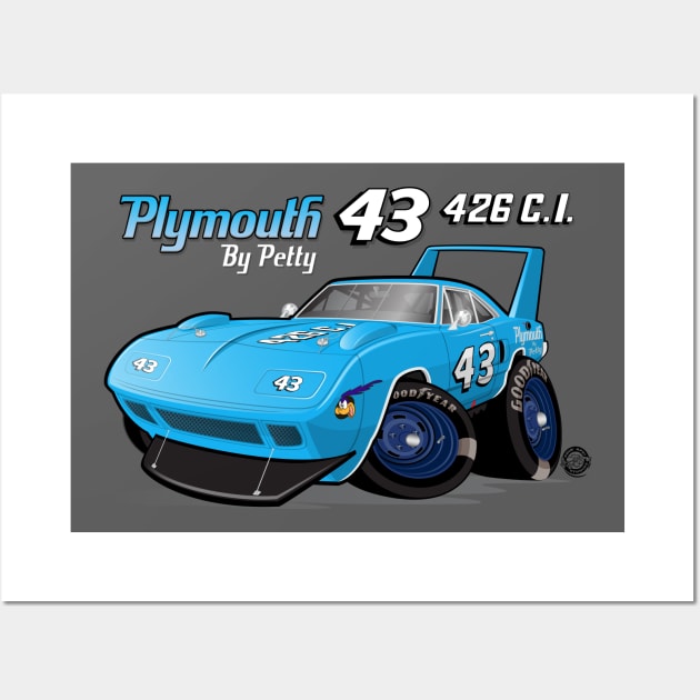 Plymouth SuperBird 43 Petty With Logos Wall Art by Goin Ape Studios